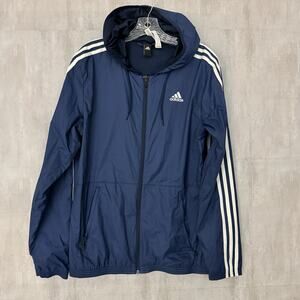 Adidas Wind Jacket Men's Size Small Essentials 3-Stripes Collegiate Navy READ!